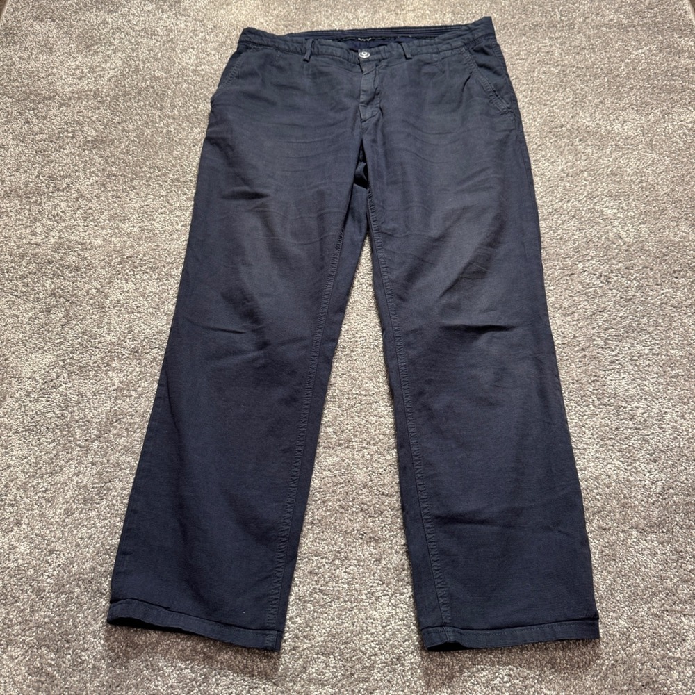 Massimo Dutti Chino Pants Mens 32 Blue Cotton Linen Quiet Luxury Portugal 33x26